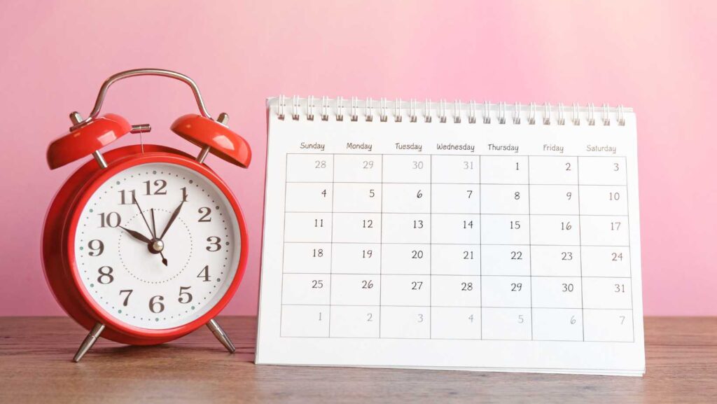 Calendar marked with pest control service dates